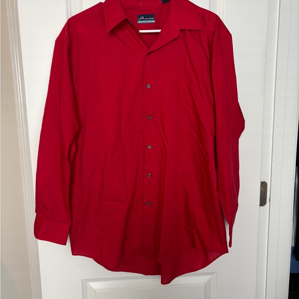 Men’s John Ashford Red Dress Shirt Size: L